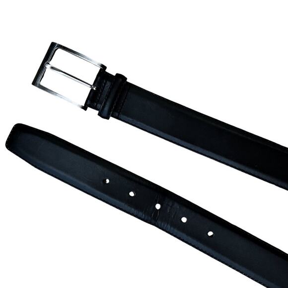 MAGNANNI Square Genuine Leather Belt Black Spain Silver Buckle Style 1278 Sz 32 - Picture 8 of 9